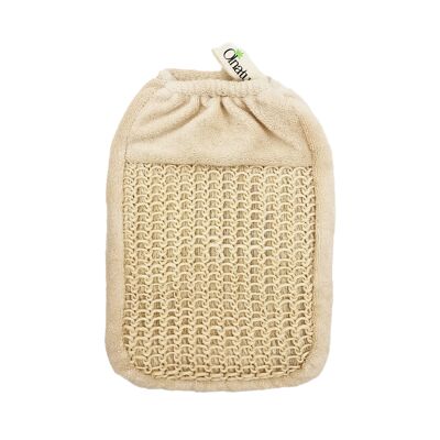 Double Sided Sisal & Bamboo Exfoliating Mitt, Exfoliating Bath Accessories, Exfoliating Gloves, Bamboo Body Scrubber