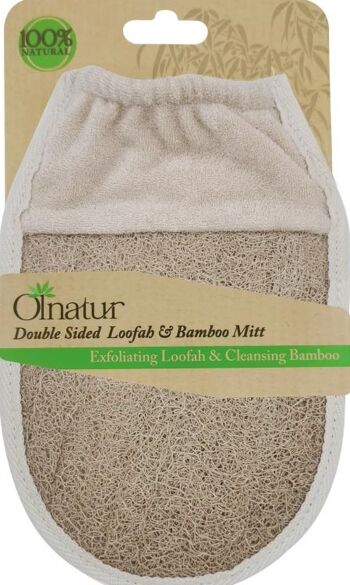 Loofah et gant en bambou à deux faces, épurateur corporel Loofah, gants exfoliants double face, gant de bain naturel 6