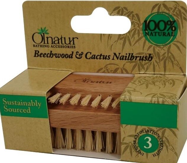 Beechwood & Cactus Nail Brush, Dual Sided Nail Brush with Cactus Bristles, Natural Fingernail Brush, Beechwood Manicure Brush