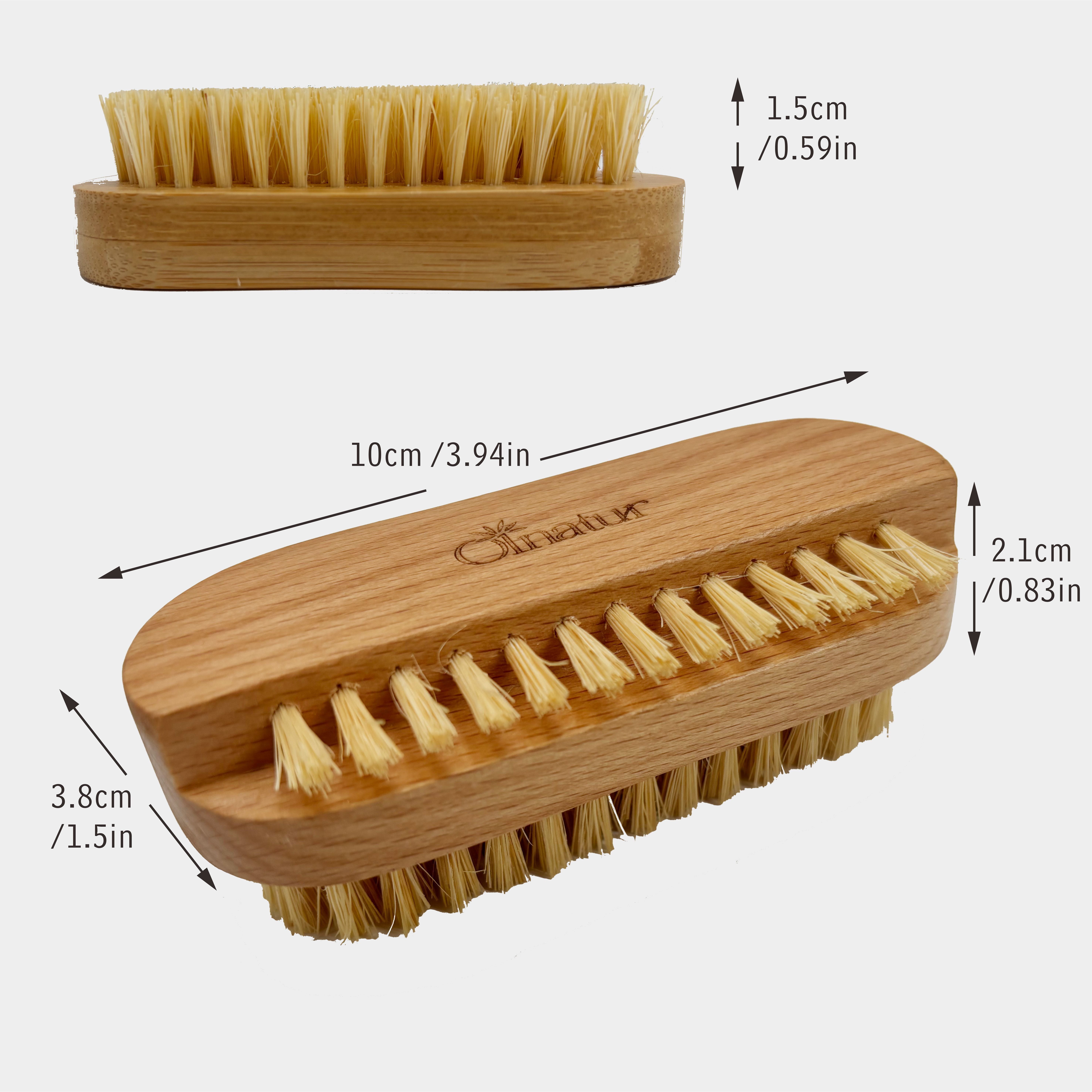 Beechwood & Cactus Nail Brush, Dual Sided Nail Brush with Cactus Bristles, Natural Fingernail Brush, Beechwood Manicure Brush