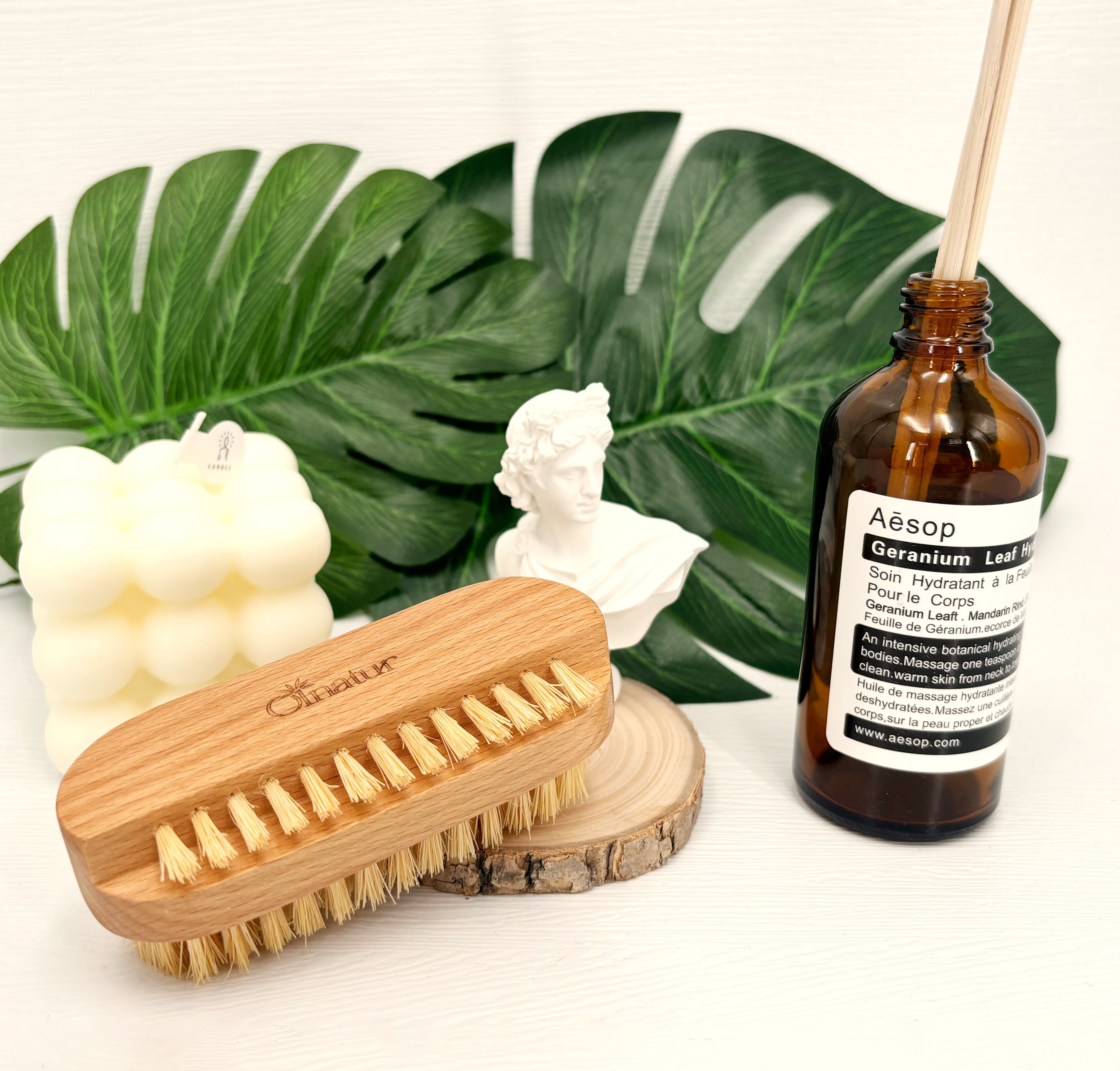 Beechwood & Cactus Nail Brush, Dual Sided Nail Brush with Cactus Bristles, Natural Fingernail Brush, Beechwood Manicure Brush