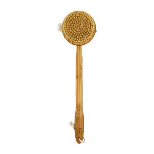 Bamboo & Cactus Back Brush, Detachable Head Back Brush, Long Handle Body Brush, Natural Body Brush with Detachable Head, Bamboo Back Scrubber with Long Handle