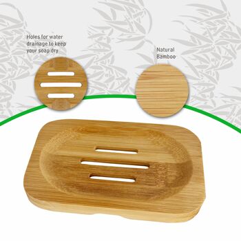 Plat de savon naturel en bambou, porte-savon naturel, plateau à savon en bambou, stockage de savon écologique, porte-savon rectangulaire, porte-savon minimaliste 4