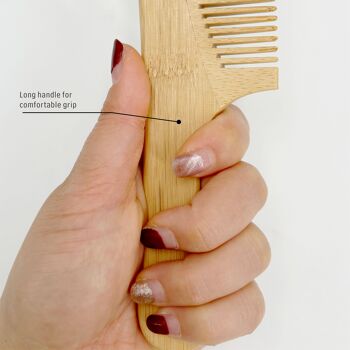 Peigne en bambou, peigne à dents larges, peigne anti-frisottis, démêlant antistatique, peigne à cheveux en bambou 4