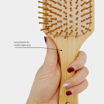 Grande brosse à cheveux en bambou, brosse démêlante en bambou, masseur de tête naturel, brosse à cheveux écologique, démêlant cheveux naturels 4