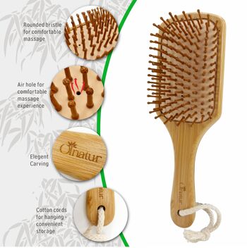 Grande brosse à cheveux en bambou, brosse démêlante en bambou, masseur de tête naturel, brosse à cheveux écologique, démêlant cheveux naturels 5