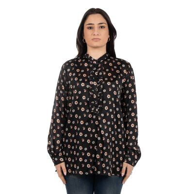 Little flowers patterned shirt with black rouge
