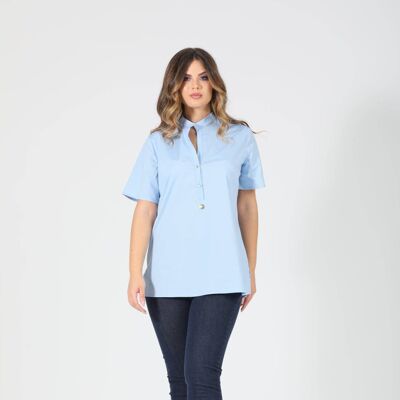 Cotton shirt with placket and buttons