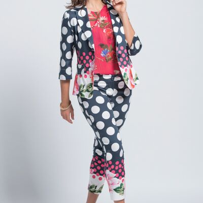 Capri in polka dot and flower pattern with bustier and one button