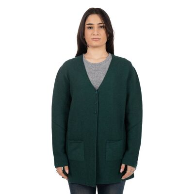 Long cardigan with buttons and pockets Green