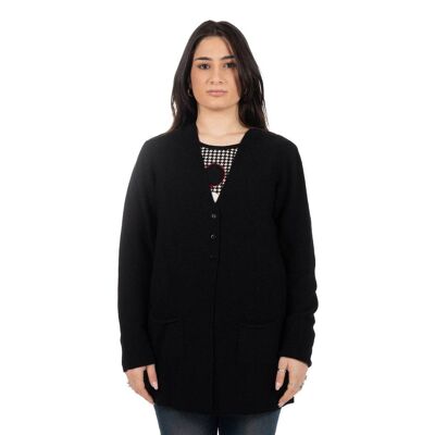 Long cardigan with buttons and pockets Black XXXL
