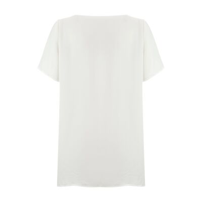 White basic half sleeve V-neck tunic