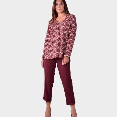Geometric patterned tunic with satin profiles