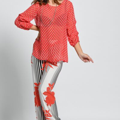 Polka dot tunic with elastic and Red drapery