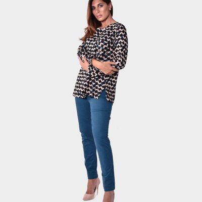 Geometric patterned viscose tunic with pocket