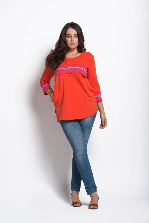 Felpa due colori con passamaneria