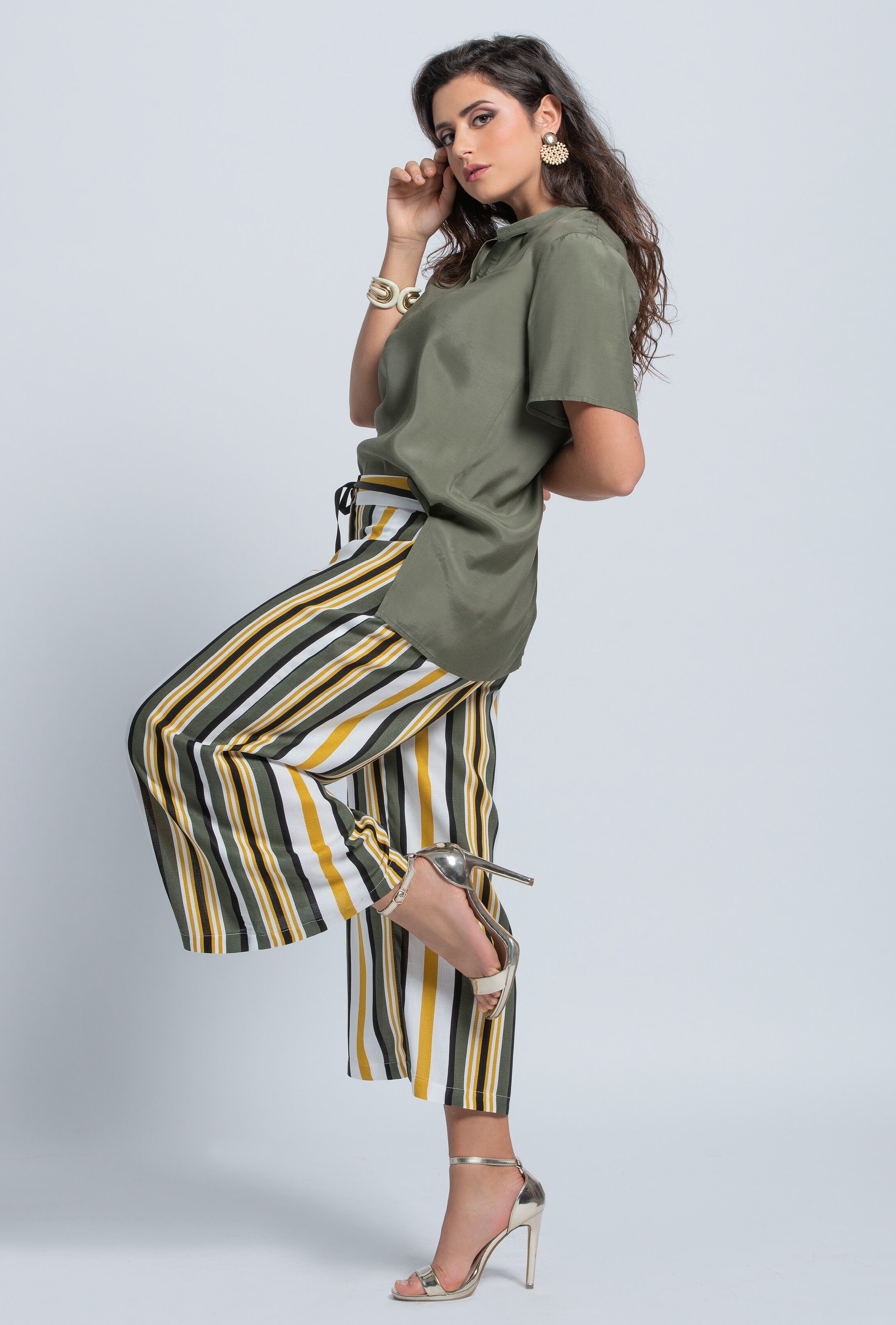 Gaucho rigato in linetta viscosa