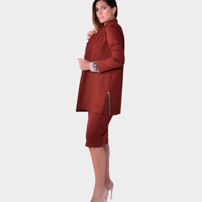 Giacca punto milano con zip ai lati Terracotta