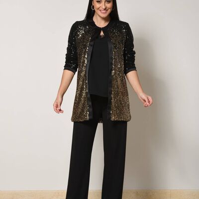 Sequined jacket edged in cady