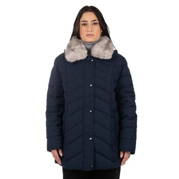 Veste matelassée bleue à col fourrure