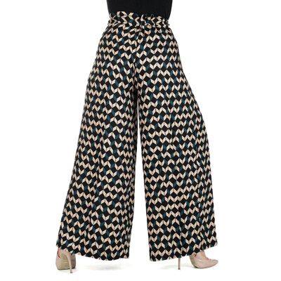 Wide geometric patterned skirt