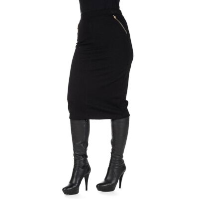 Milano stitch skirt with zip on the sides Black