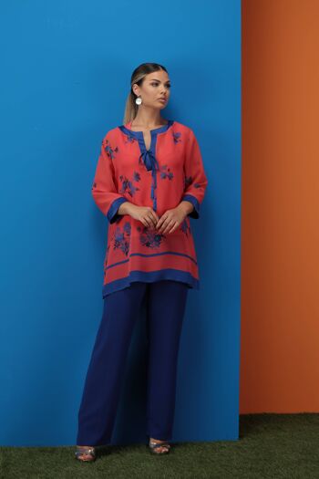 Caftan en georgette de viscose imprimée