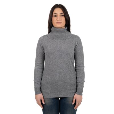 Kaschmirpullover mit Ringelkragen Grau