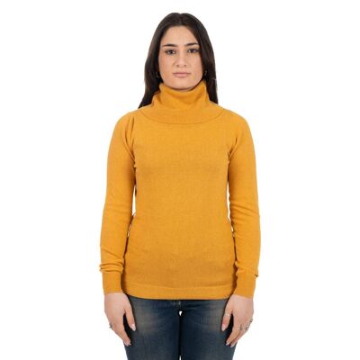 Cashmere sweater with donut collar Mustard