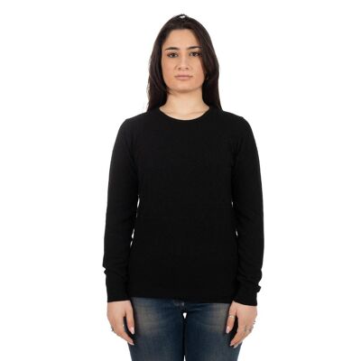 Black cashmere crewneck sweater