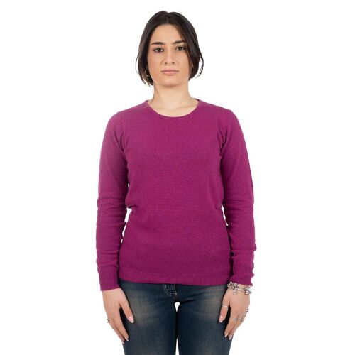 Maglia cashmere girocollo Fuxia