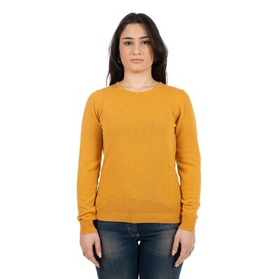 Mustard cashmere crewneck sweater