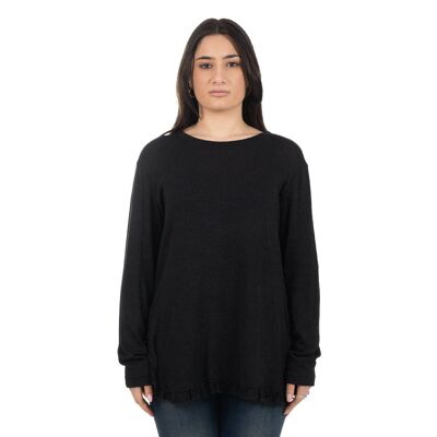 Sweater with curl at the bottom on the sides Black