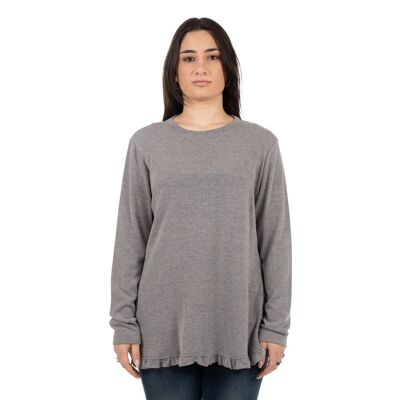 Sweater with curl at the bottom on the sides Gray