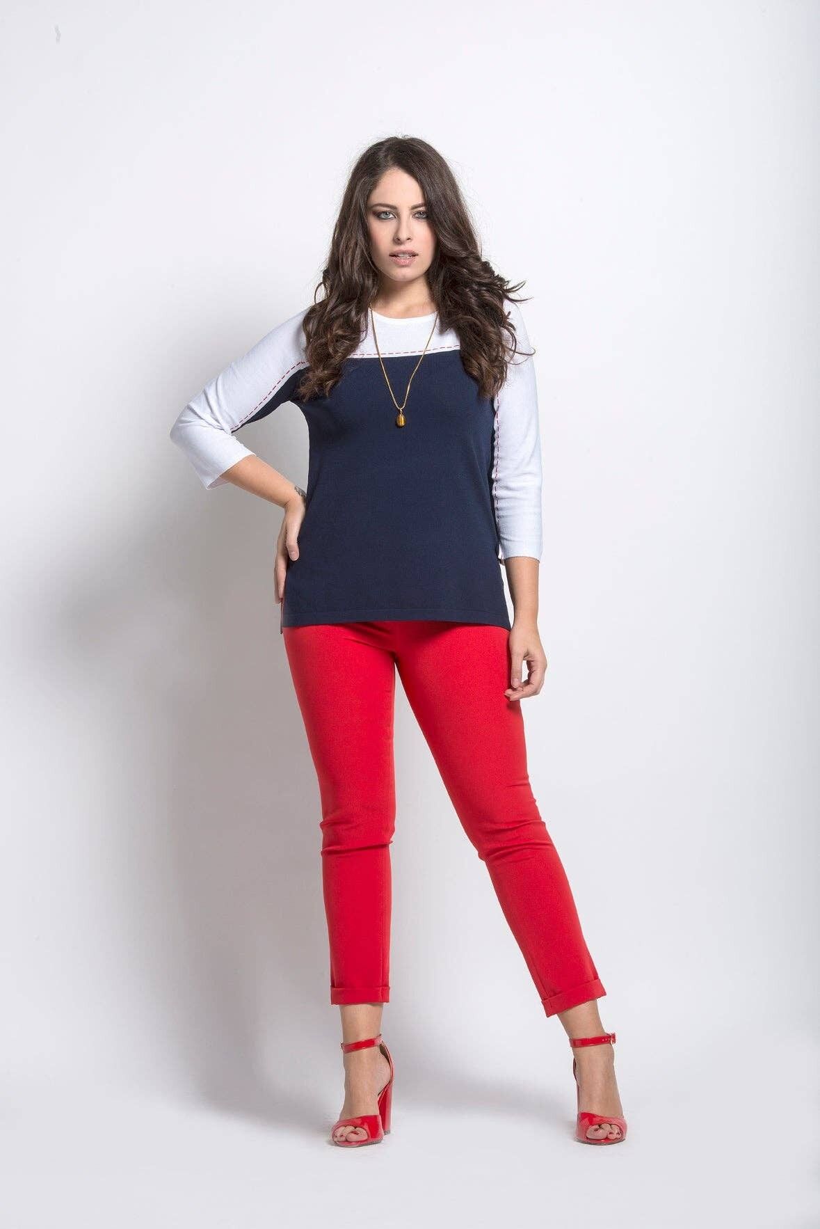 Maglia in viscosa c/linee tratteggiate