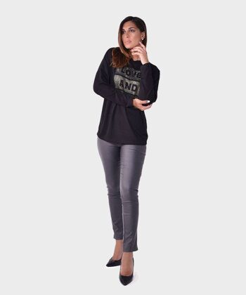 Pull sur frisottino avec strass Noir