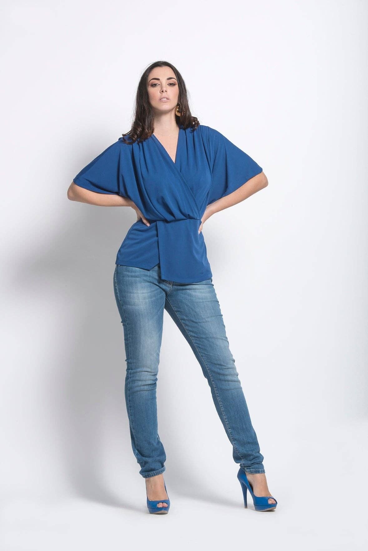 Maglia unita ad incrocio c/drappeggio