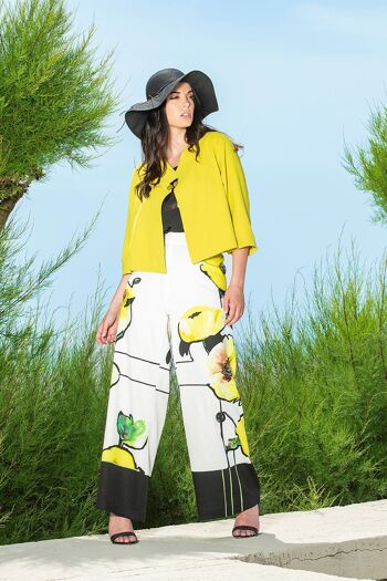 Pantalon large à fleurs jaunes
