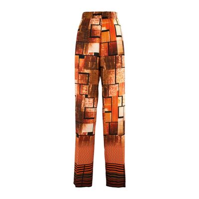Pants w / elastic orange pattern