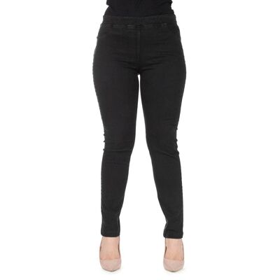 Trousers with fake pocket elastic Black