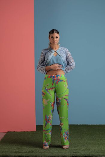 Pantalon à taille élastique en satin léger