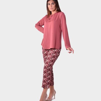 Pantalón estampado geométrico con lazo en la parte delantera