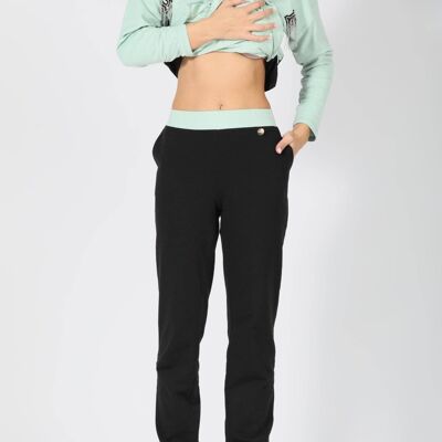 Fleece trousers with pockets and contrasting bustier