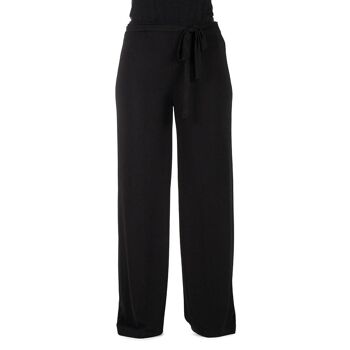 Pantalon large en jersey avec ceinture Noir