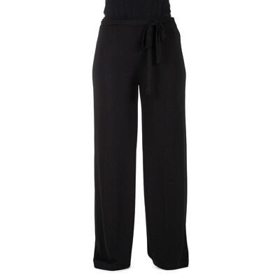 Wide jersey trousers with sash Black