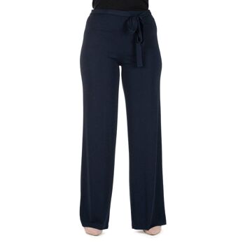 Pantalon large en jersey avec ceinture bleue