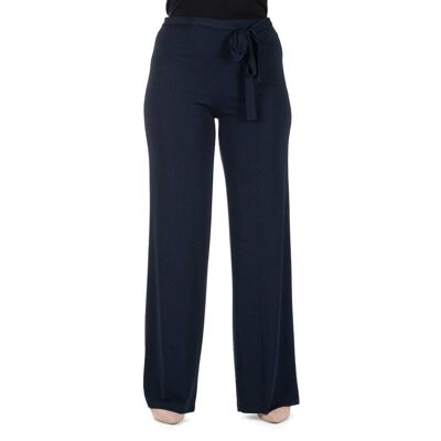 Wide jersey trousers with Blue sash