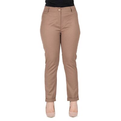 One button trousers with turn-up Camel