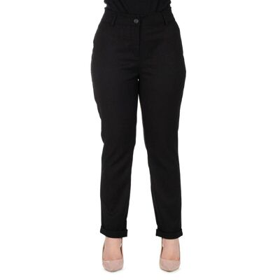 One button trousers with black turn-up