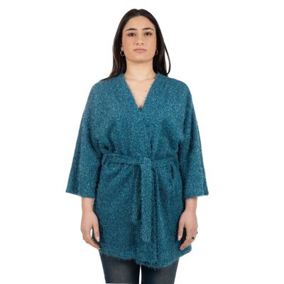 Teal lurex knitted duster